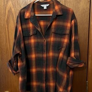 Taylor Swift Flannel Women’s 2x Orange Black Plaid The Boyfriend Shirt